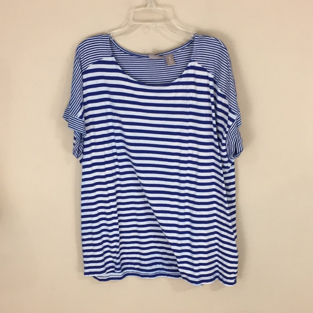 Chico’s Blue and White Striped Nautical Top Size 3 (16)